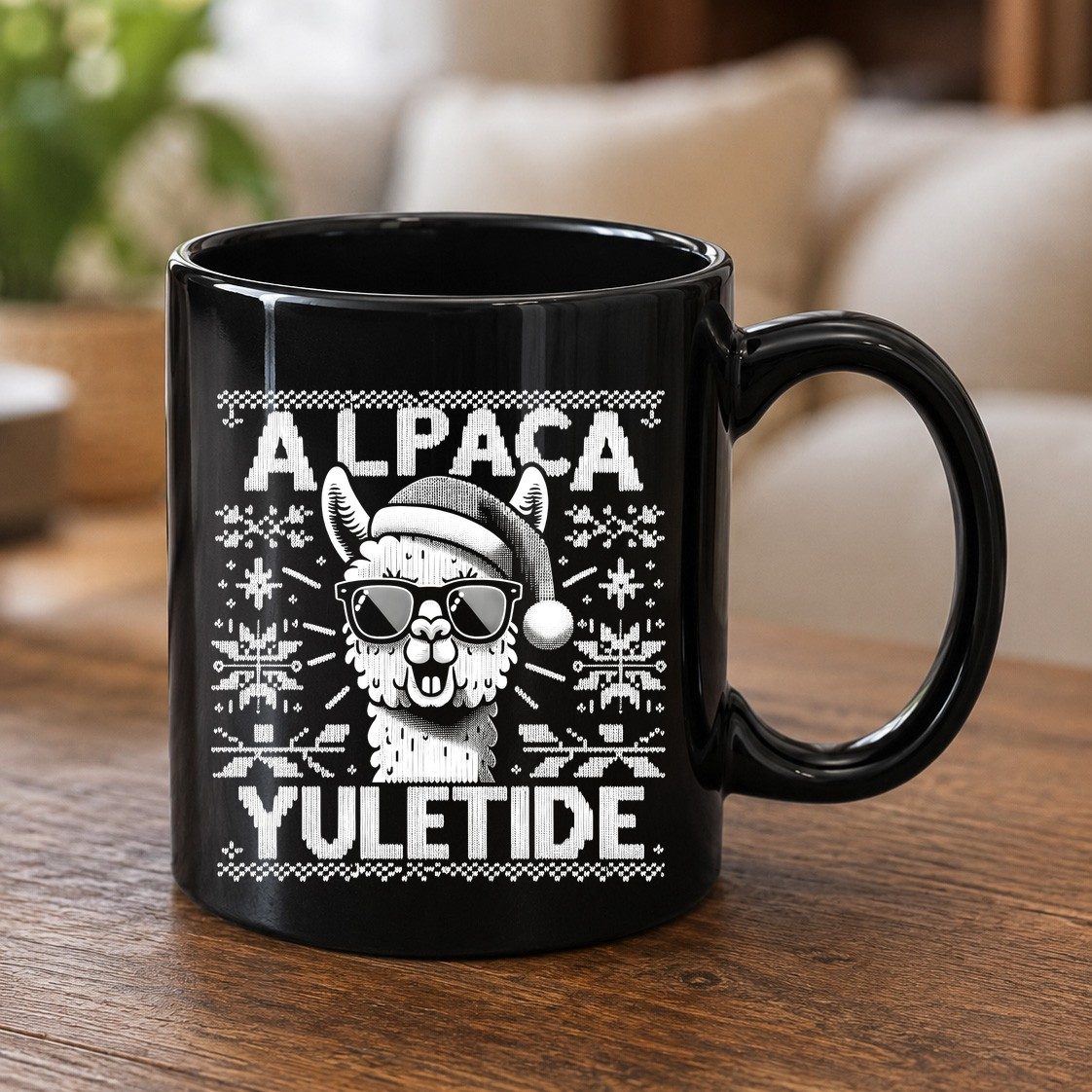 ALPACA Yuletide Funny Lovers Black Mug - product mockup - Black