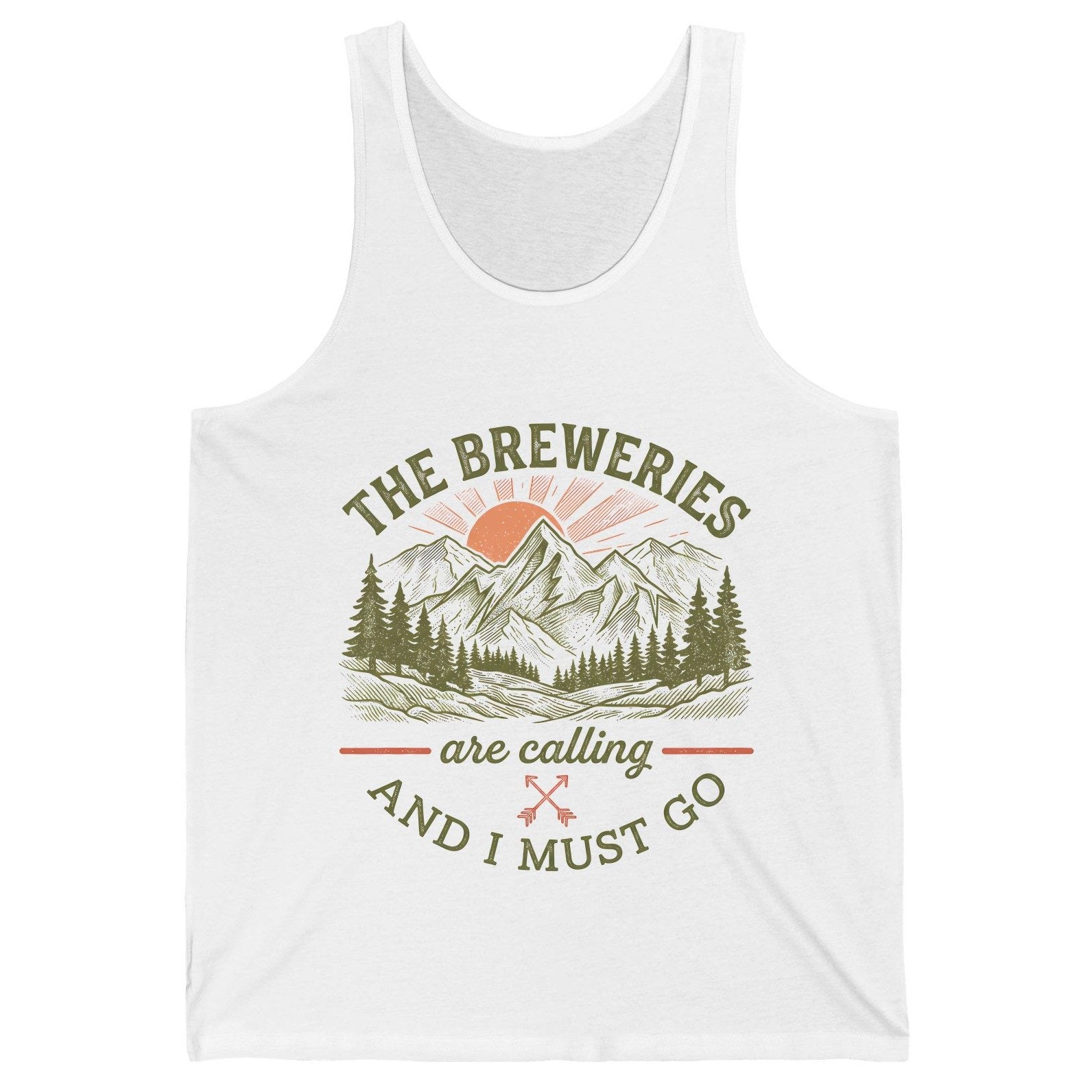THE Breweries Are Calling AND I MUST GO Funny Craft Beer Tank Top - product mockup - White
