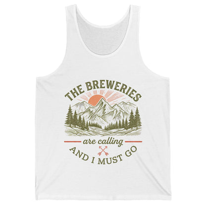 THE Breweries Are Calling AND I MUST GO Funny Craft Beer Tank Top - product mockup - White