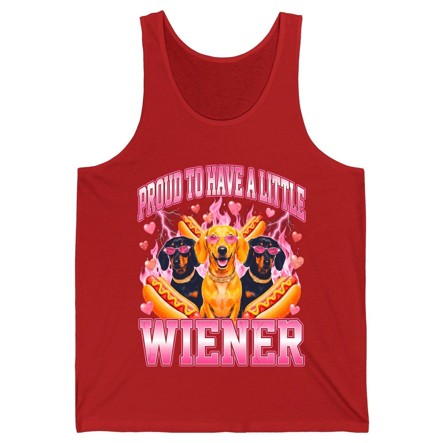 Proud to Have a Little Wiener dachshund Tank Top Red product mockup