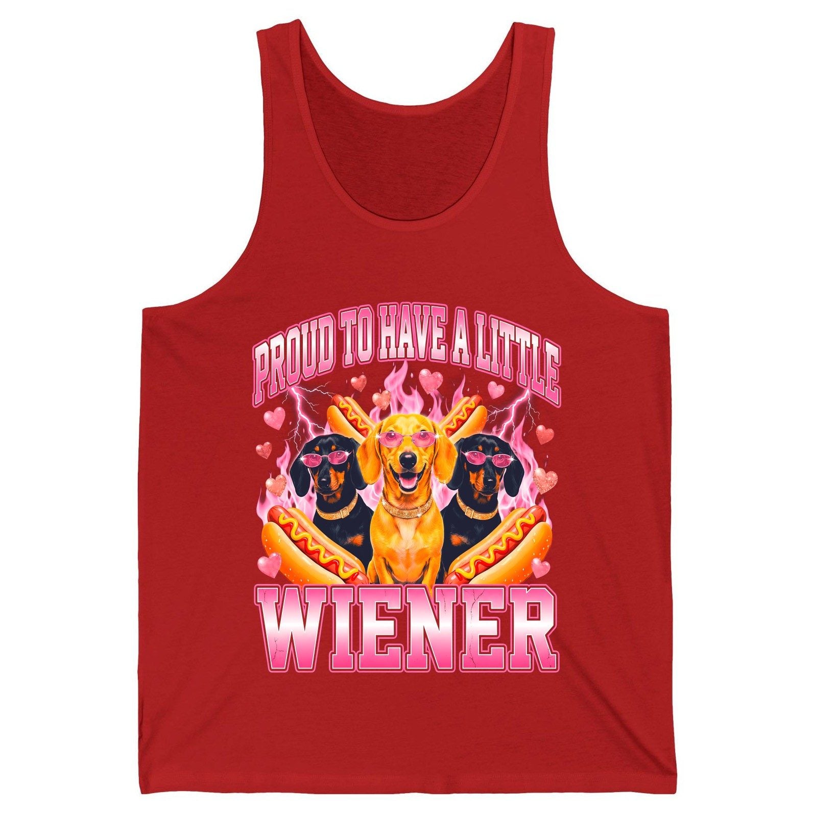 Proud to Have a Little Wiener dachshund Tank Top Red product mockup