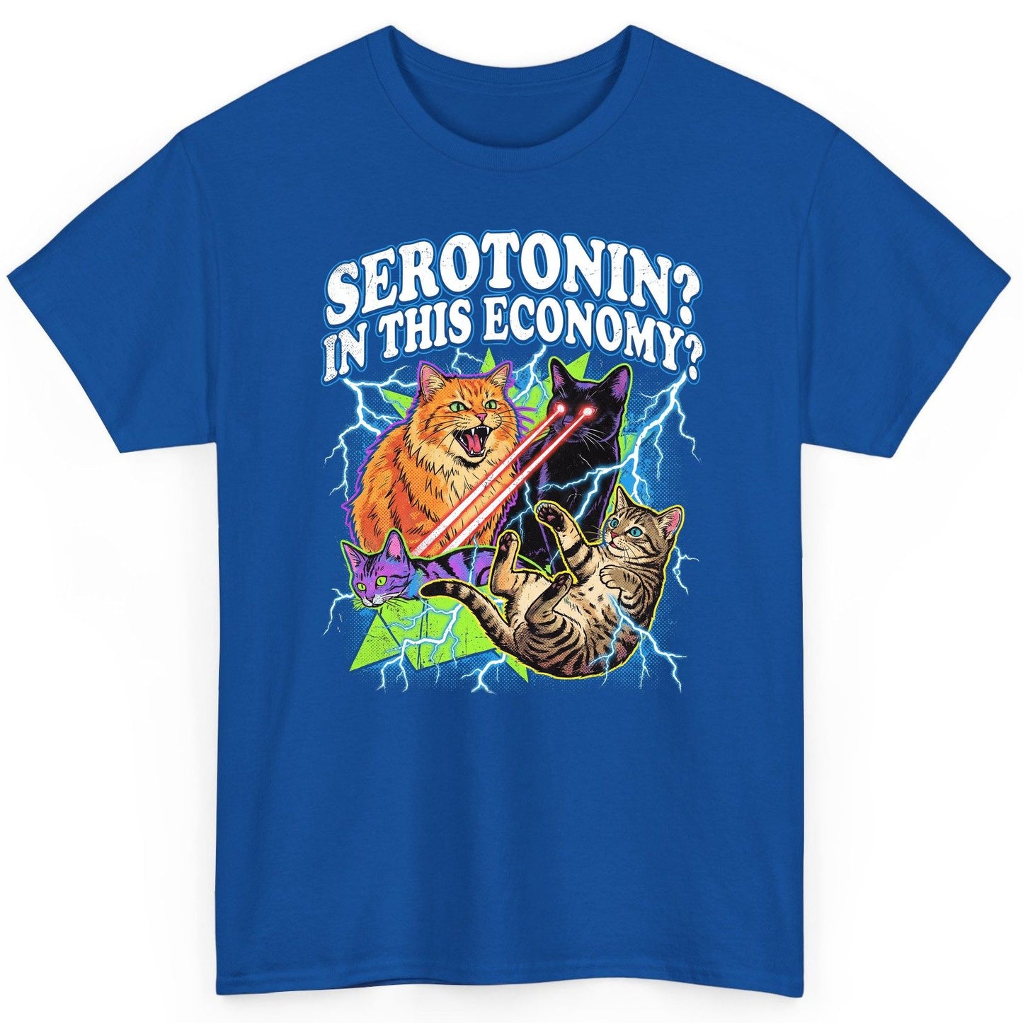 Serotonin in This Economy? cats T-Shirt Royal product mockup