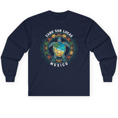 Cabo San Lucas Mexico sea turtle Long Sleeve Tee Navy product mockup