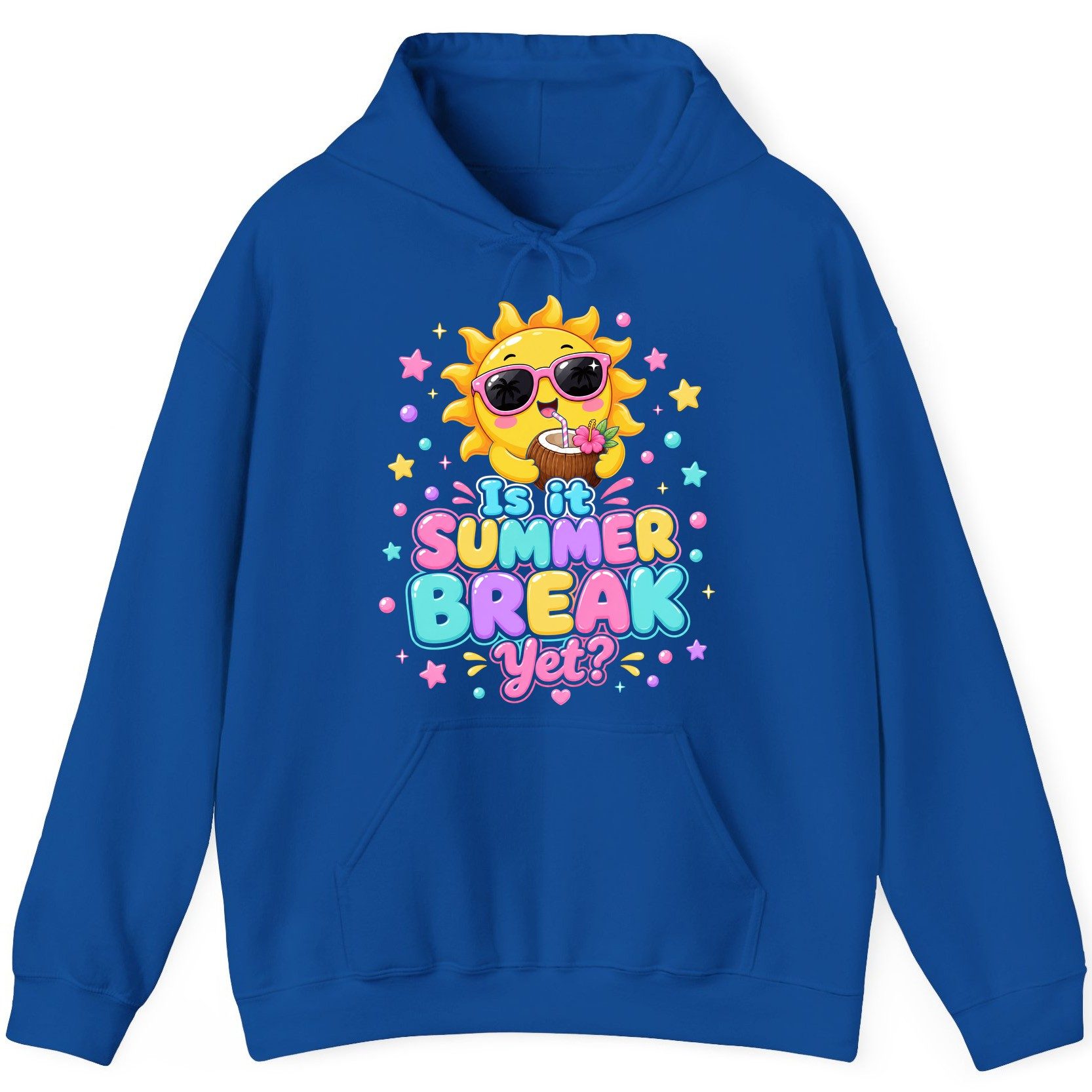 Is It SUMMER BREAK Yet Funny Vacation Hoodie - product mockup - Royal
