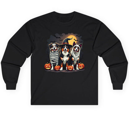 Australian Shepherd Halloween Dogs australian shepherd dogs Long Sleeve Tee Black product mockup