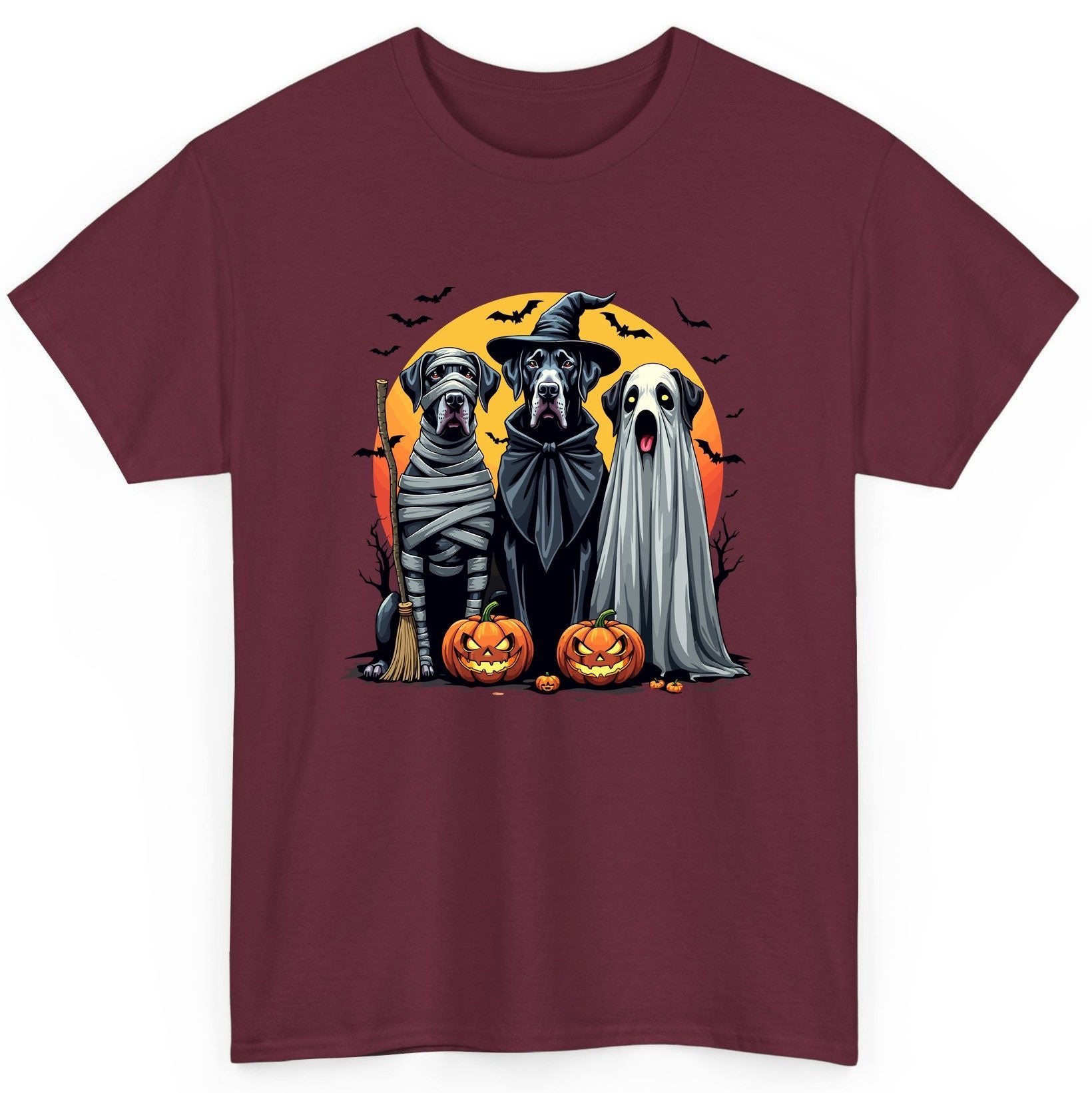 Halloween Dogs in Costumes Halloween dogs T-Shirt Maroon product mockup