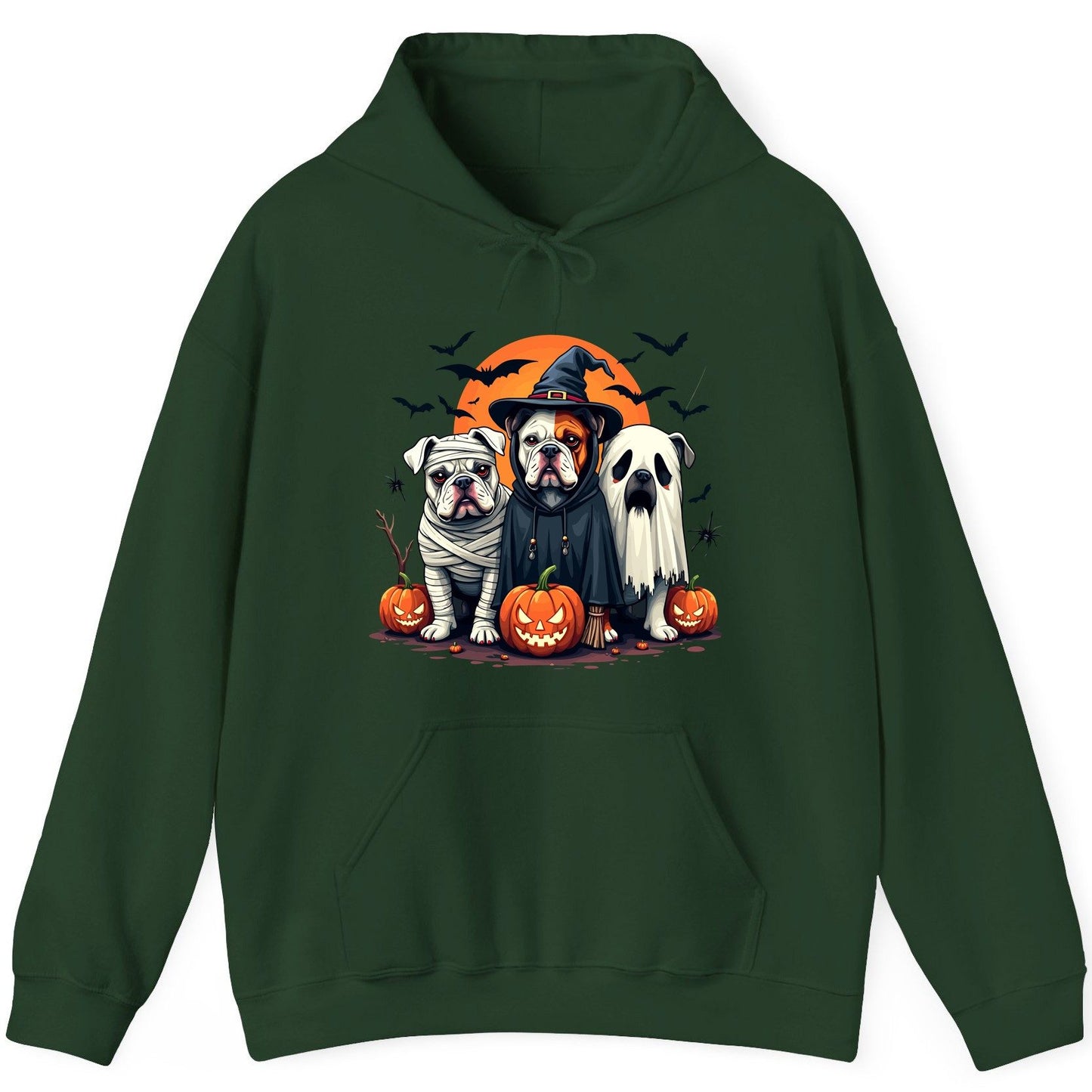 Halloween Bulldogs Costumes Halloween bulldogs Hoodie Forest Green product mockup