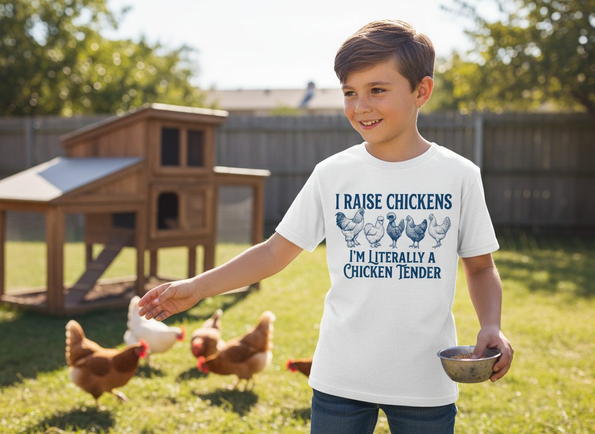 I Raise Chickens I'm Literally a Chicken Tender chicken farming Youth T-Shirt White lifestyle mockup