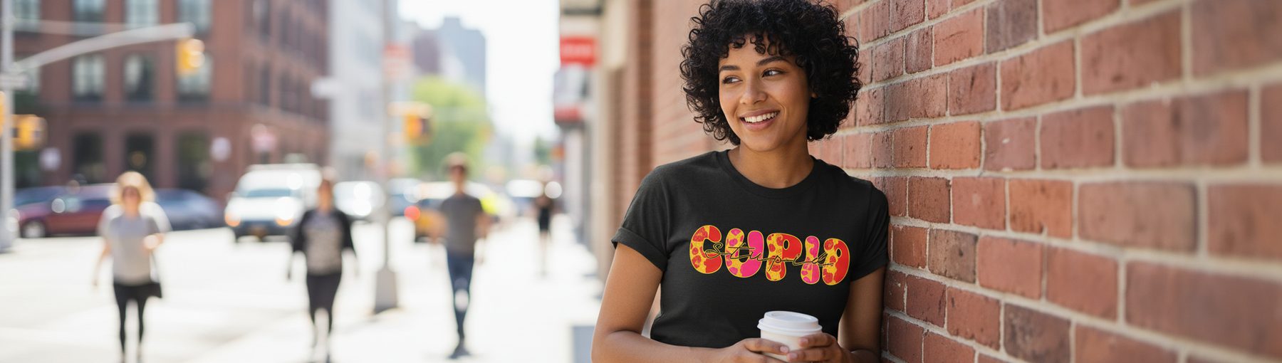 Stupid Cupid anti-Valentine's Day T-Shirt Black lifestyle mockup