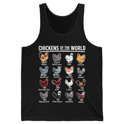 Chickens of the World chicken breeds Tank Top Black product mockup
