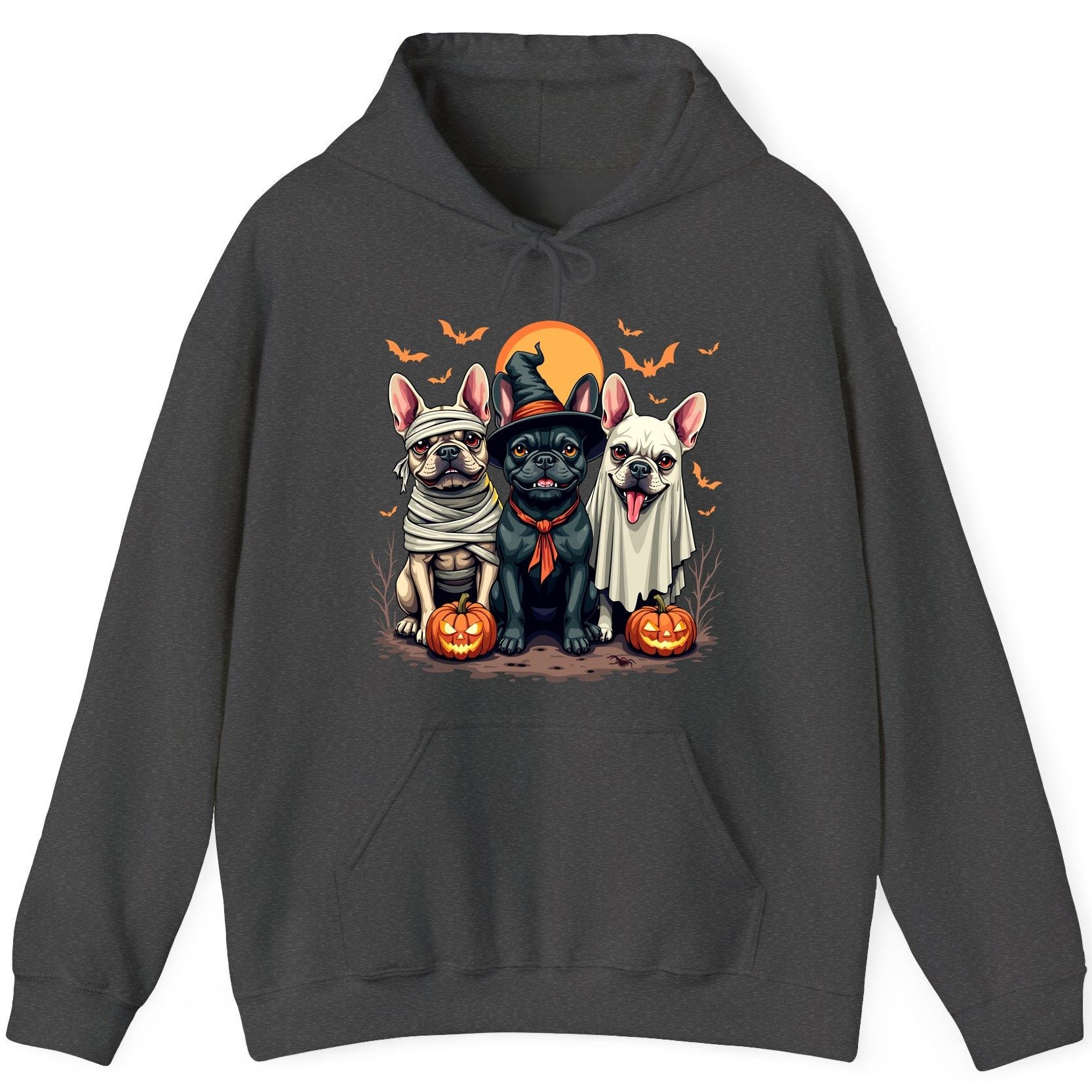 Halloween French Bulldogs Costumes french bulldogs Hoodie Dark Heather product mockup