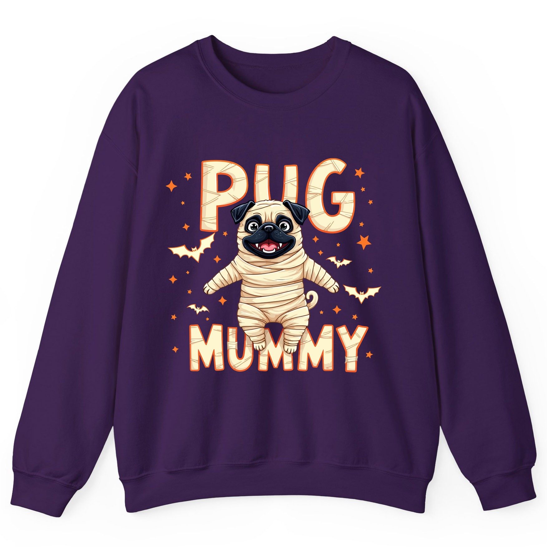 Pug Mummy pug Sweatshirt Purple product mockup