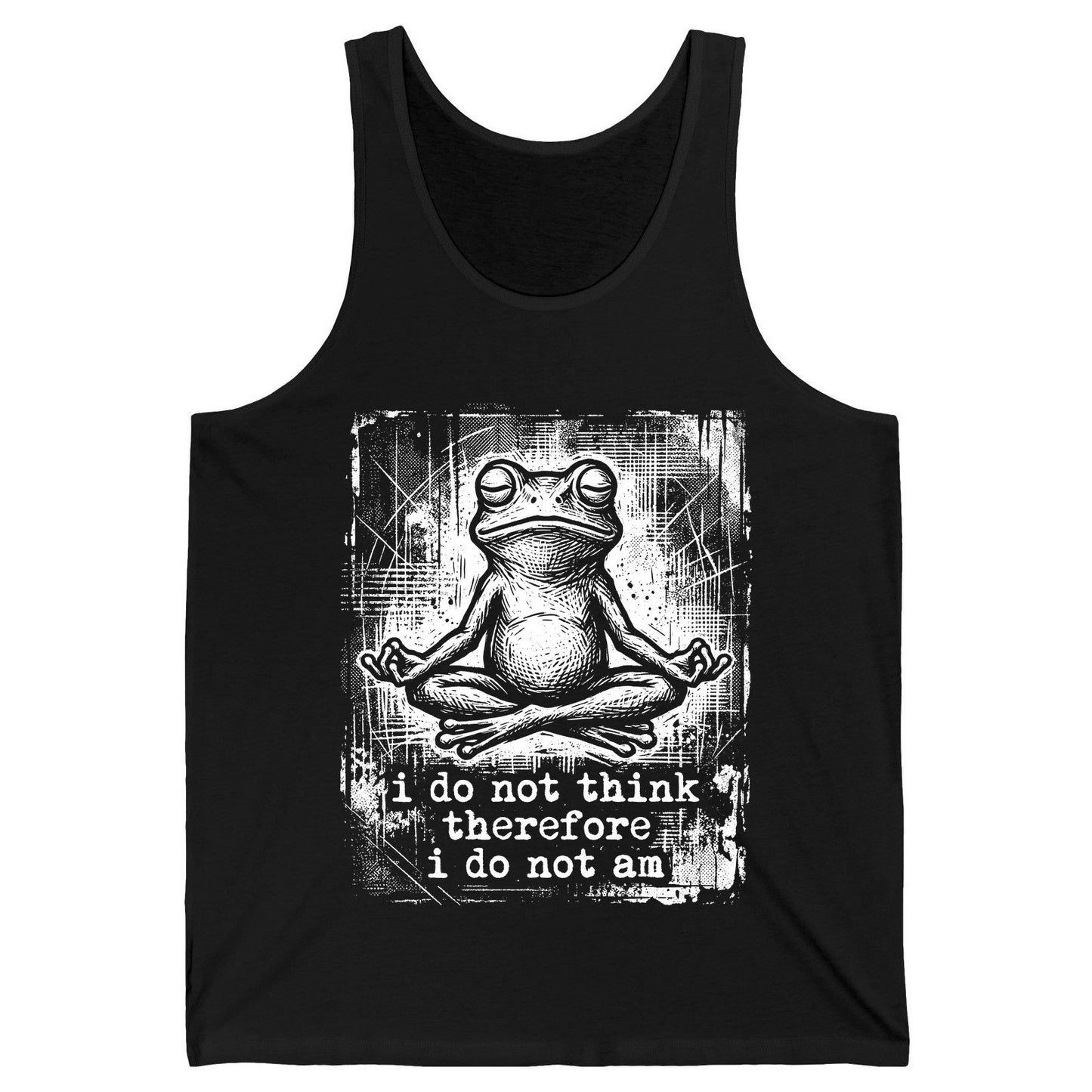 I Do Not Think Therefore I Do Not Am meditating frog Tank Top Black product mockup