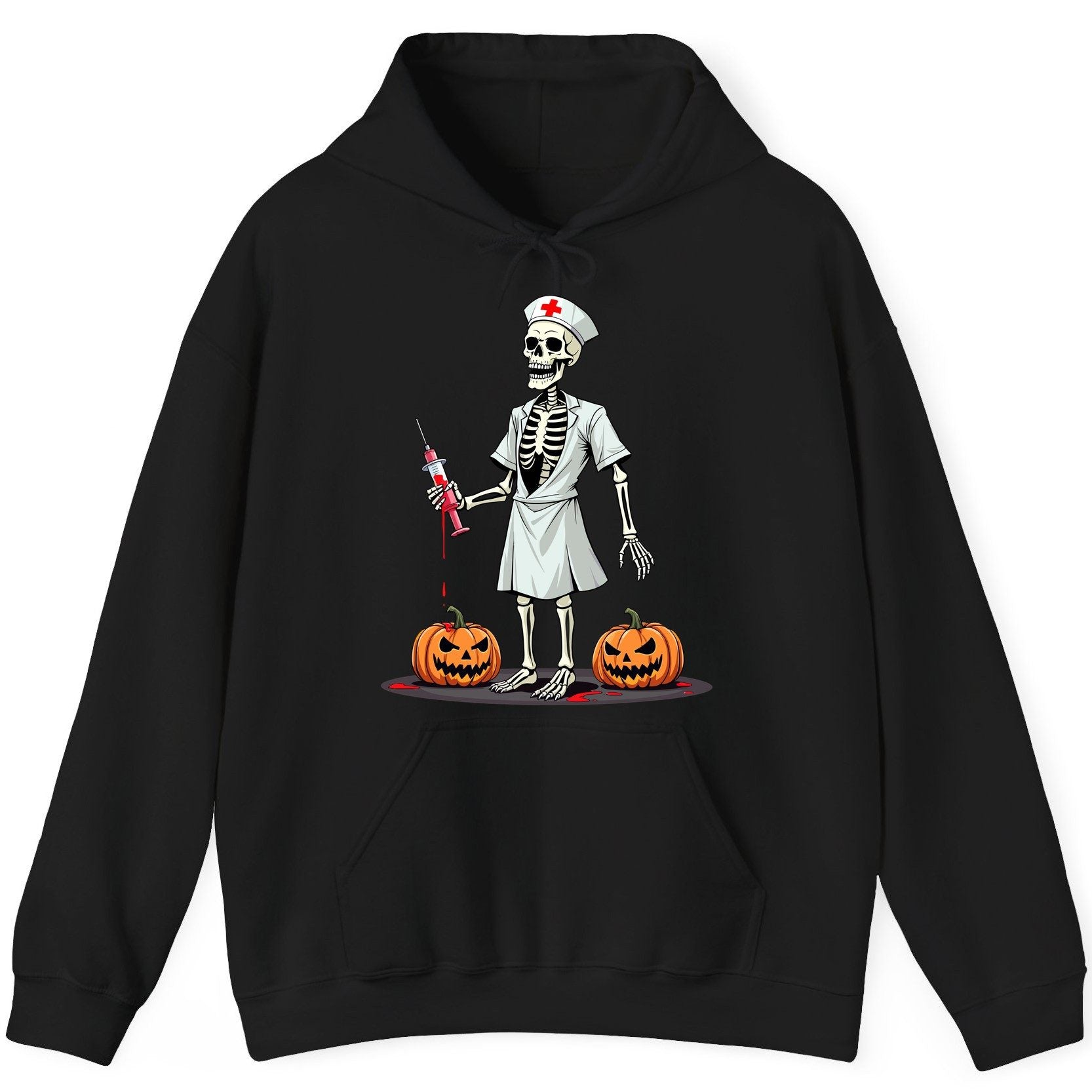 Spooky Skeleton Nurse Halloween skeleton nurse Hoodie Black product mockup