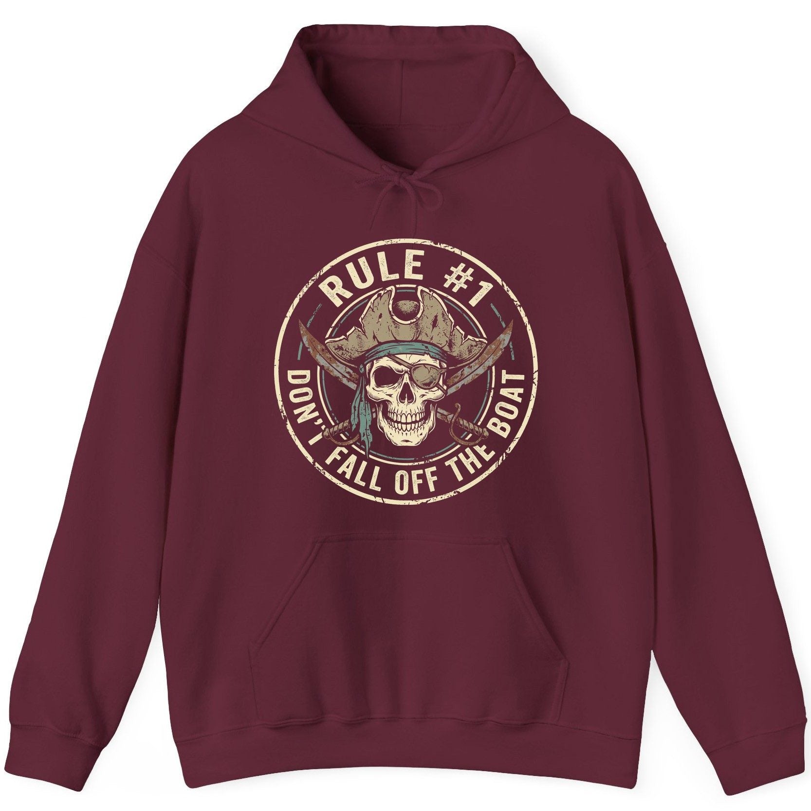 Rule 1 Don't Fall Off the Boat pirate Hoodie Maroon product mockup