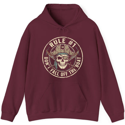 Rule 1 Don't Fall Off the Boat pirate Hoodie Maroon product mockup