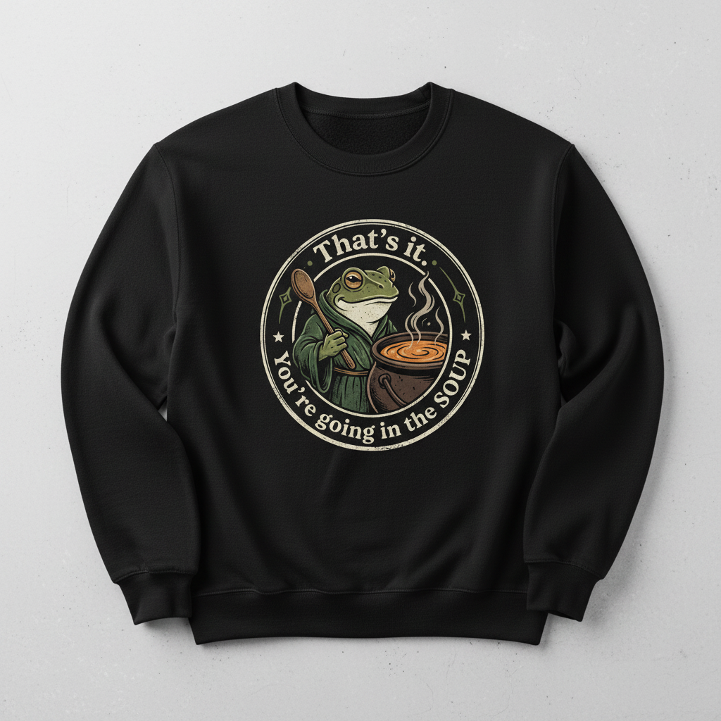 That's It You're Going In The Soup Frog Meme Sweatshirt - Black