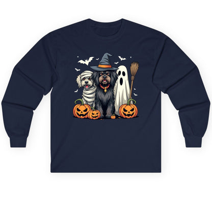 Halloween Dogs in Costumes Halloween dogs Long Sleeve Tee Navy product mockup