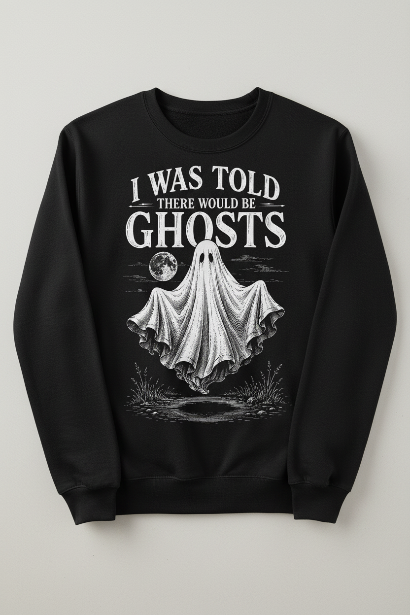 Funny I Was Told There Would Be Ghosts Sweatshirt - product mockup - Black