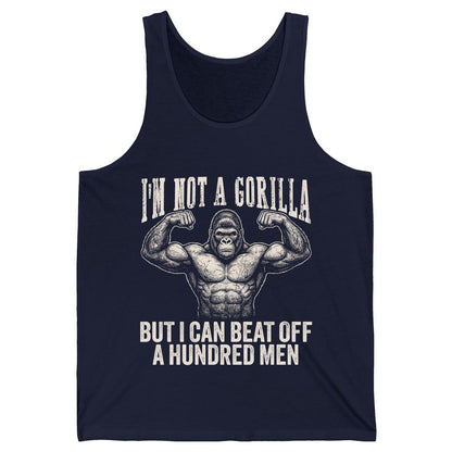 I'm Not a Gorilla but I Can Beat Off a Hundred Men gorilla Tank Top Navy product mockup