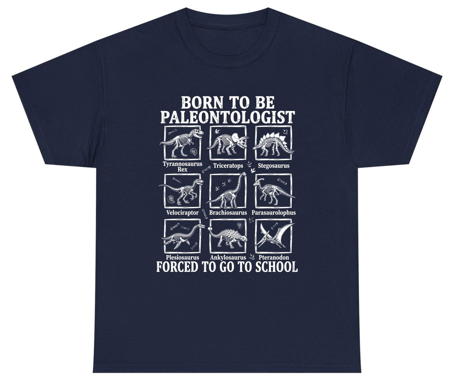 Born to Be Paleontologist Forced to Go to School dinosaurs Youth T-Shirt Navy product mockup