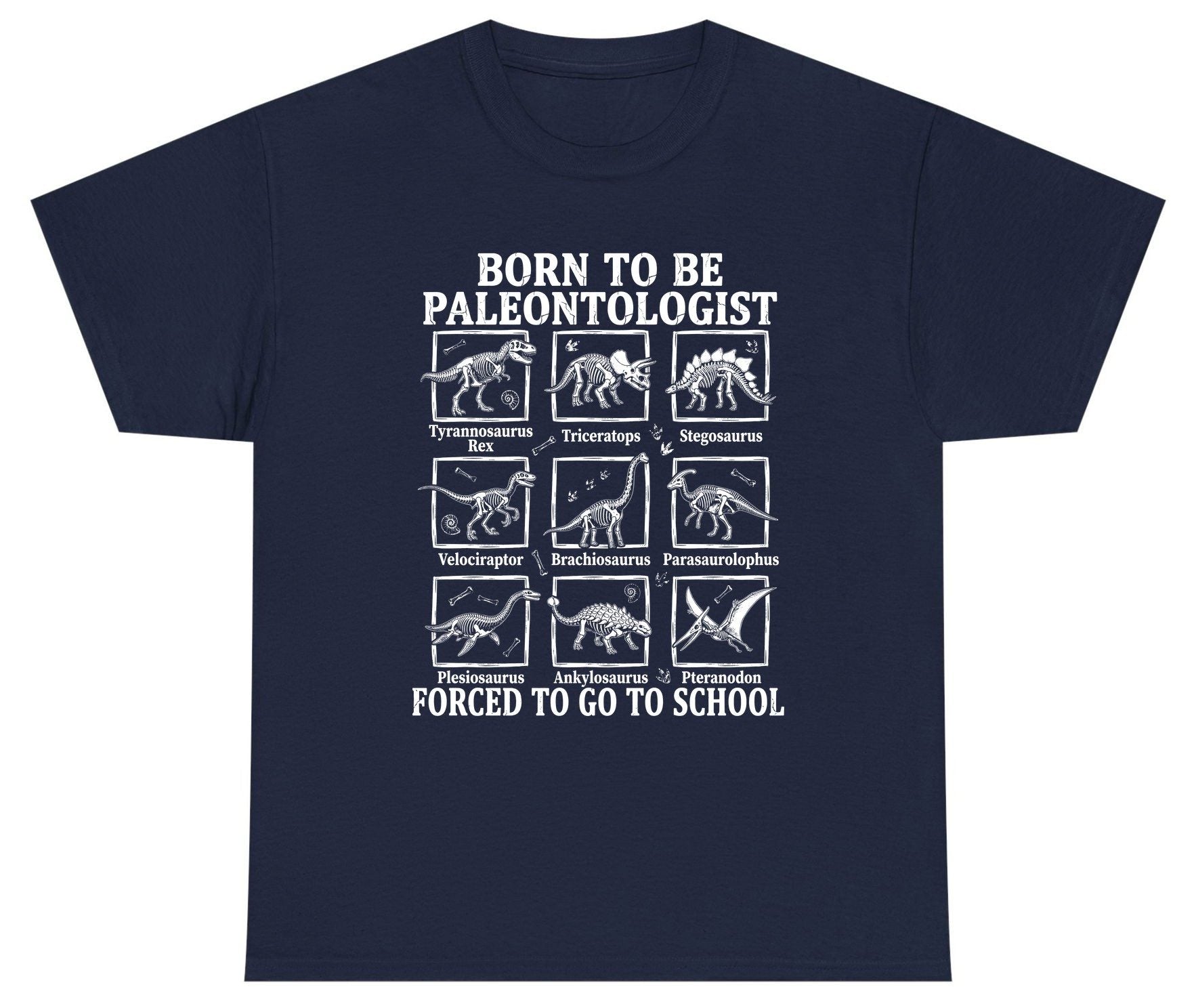 Born to Be Paleontologist Forced to Go to School dinosaurs Youth T-Shirt Navy product mockup