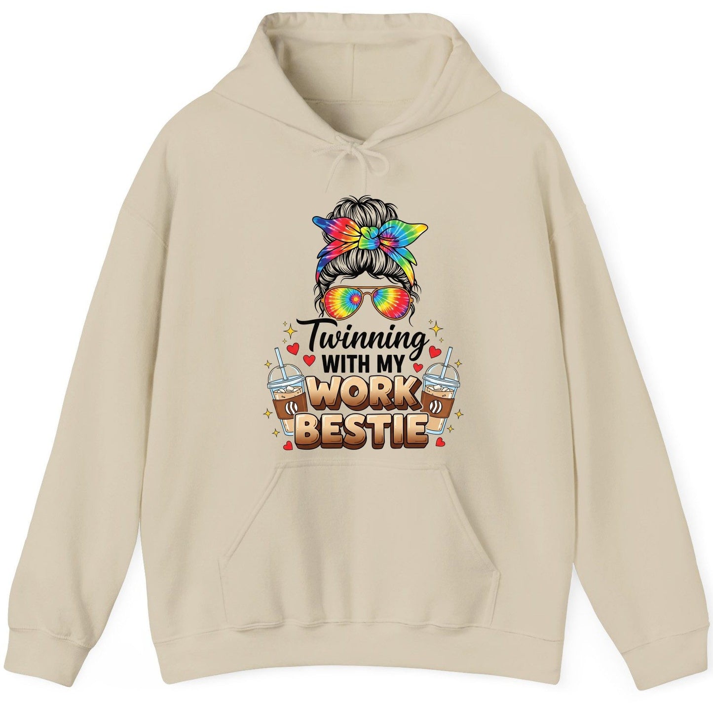 Twinning with My Work Bestie work bestie Hoodie Sand product mockup