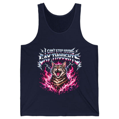 I Can't Stop Having Gay Thoughts cat Tank Top Navy product mockup
