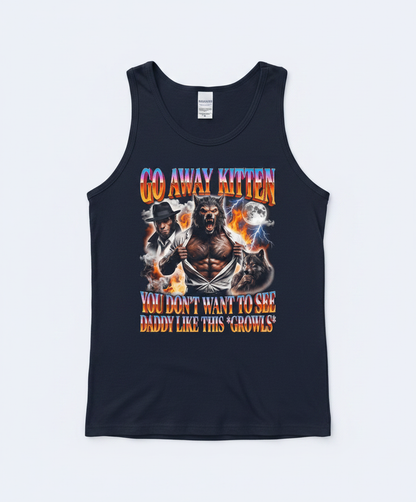 Go Away Kitten Werewolf Daddy Meme Tank Top - Navy