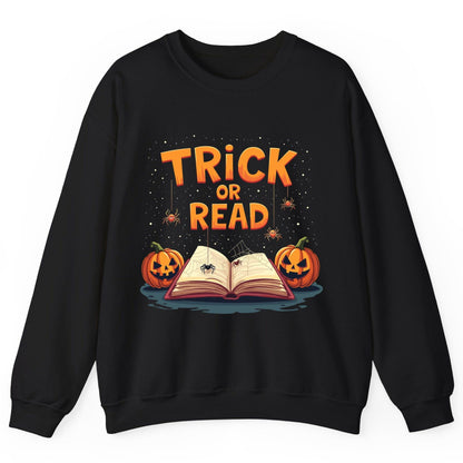 Trick or Read Halloween Sweatshirt Black product mockup