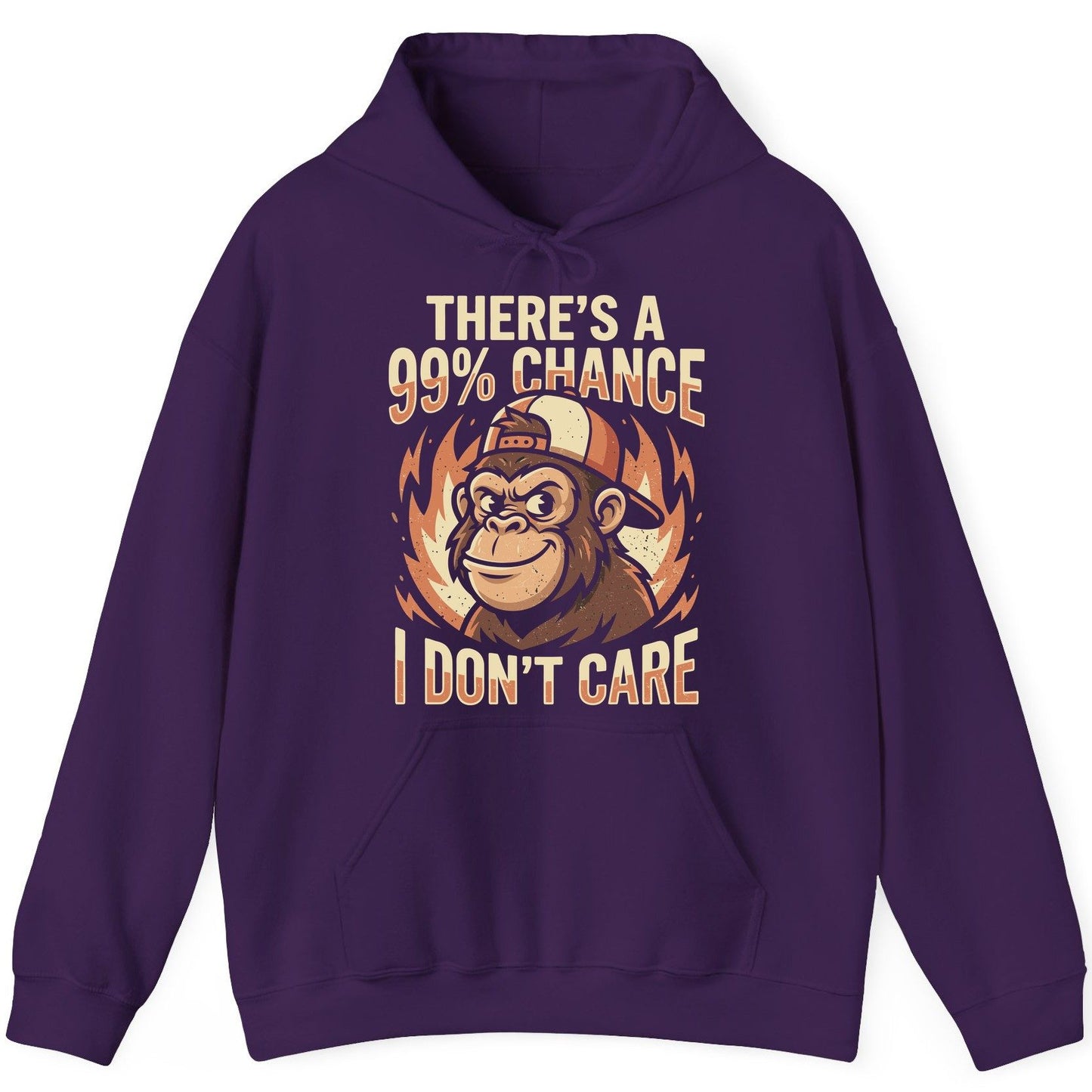 There's a 99% Chance I Don't Care monkey Hoodie Purple product mockup