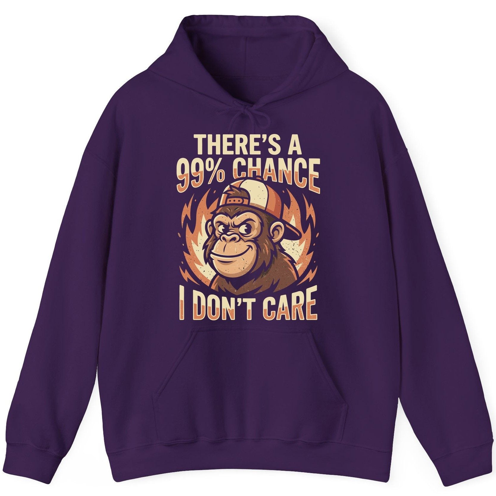 There's a 99% Chance I Don't Care monkey Hoodie Purple product mockup