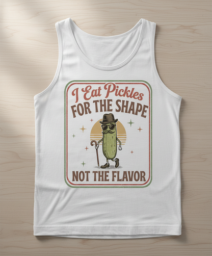 Funny Pickle I Eat Pickles For The Shape Retro Design Tank Top - White