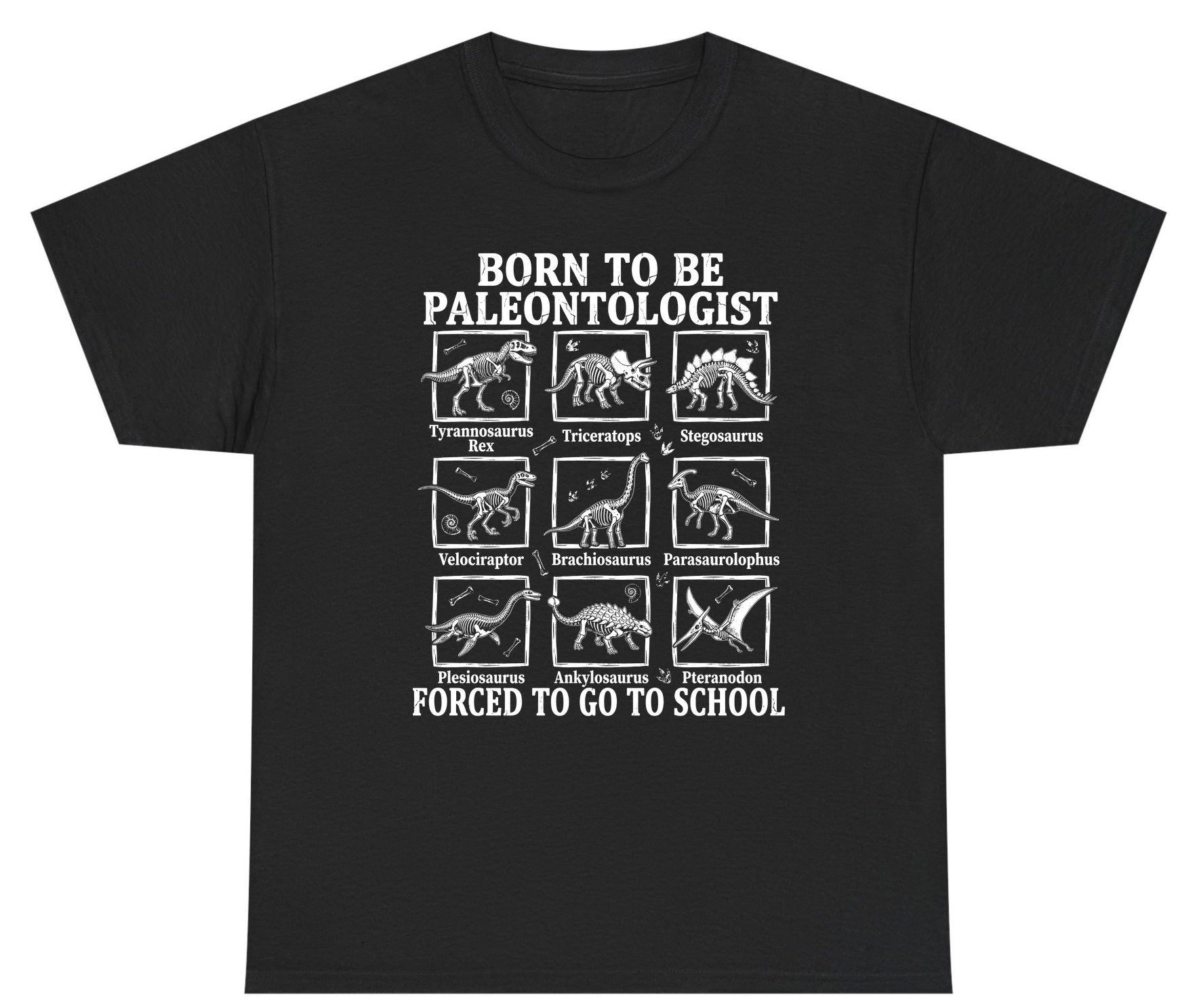 Born to Be Paleontologist Forced to Go to School dinosaurs Youth T-Shirt Black product mockup