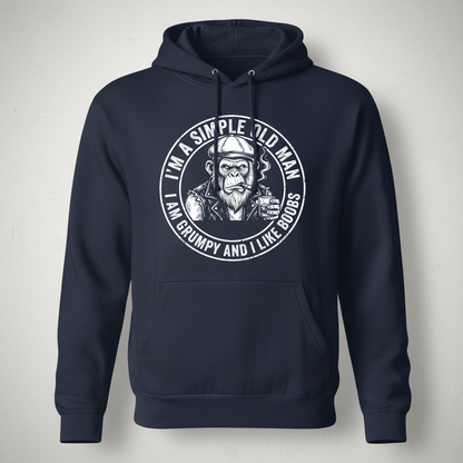I'm A Simple Old Man Grumpy Ape Funny Quote Hoodie - Navy