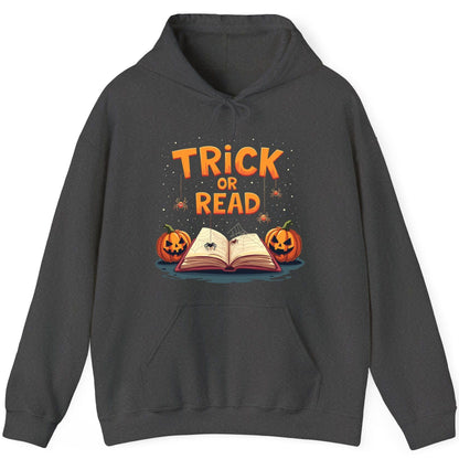 Trick or Read Halloween Hoodie Dark Heather product mockup
