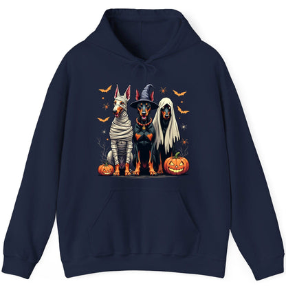 Halloween Doberman Trio doberman pinscher Hoodie Navy product mockup