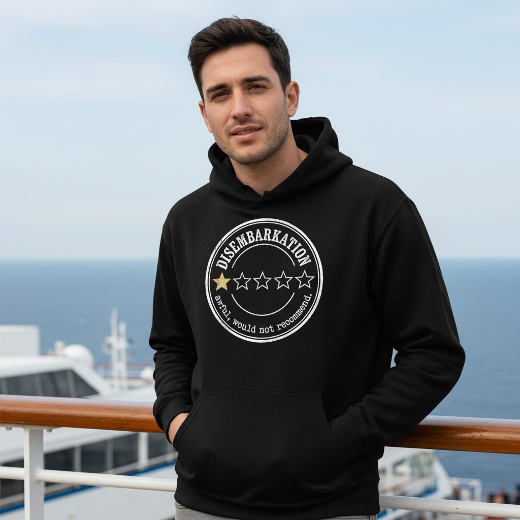 Disembarkation Awful, Would Not Recommend cruise disembarkation Hoodie Black lifestyle mockup