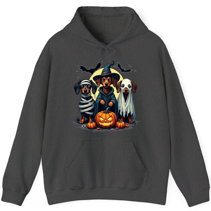 Dachshund Halloween Costumes dachshunds Hoodie Dark Heather product mockup