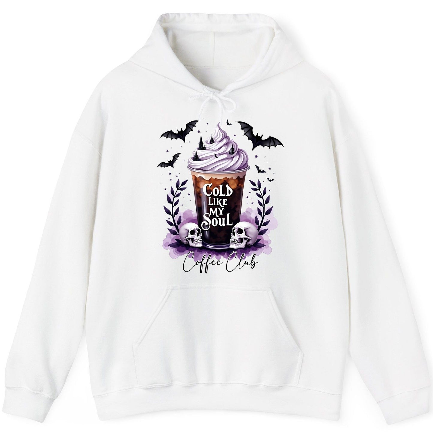 Cold Like My Soul gothic iced coffee Hoodie White product mockup