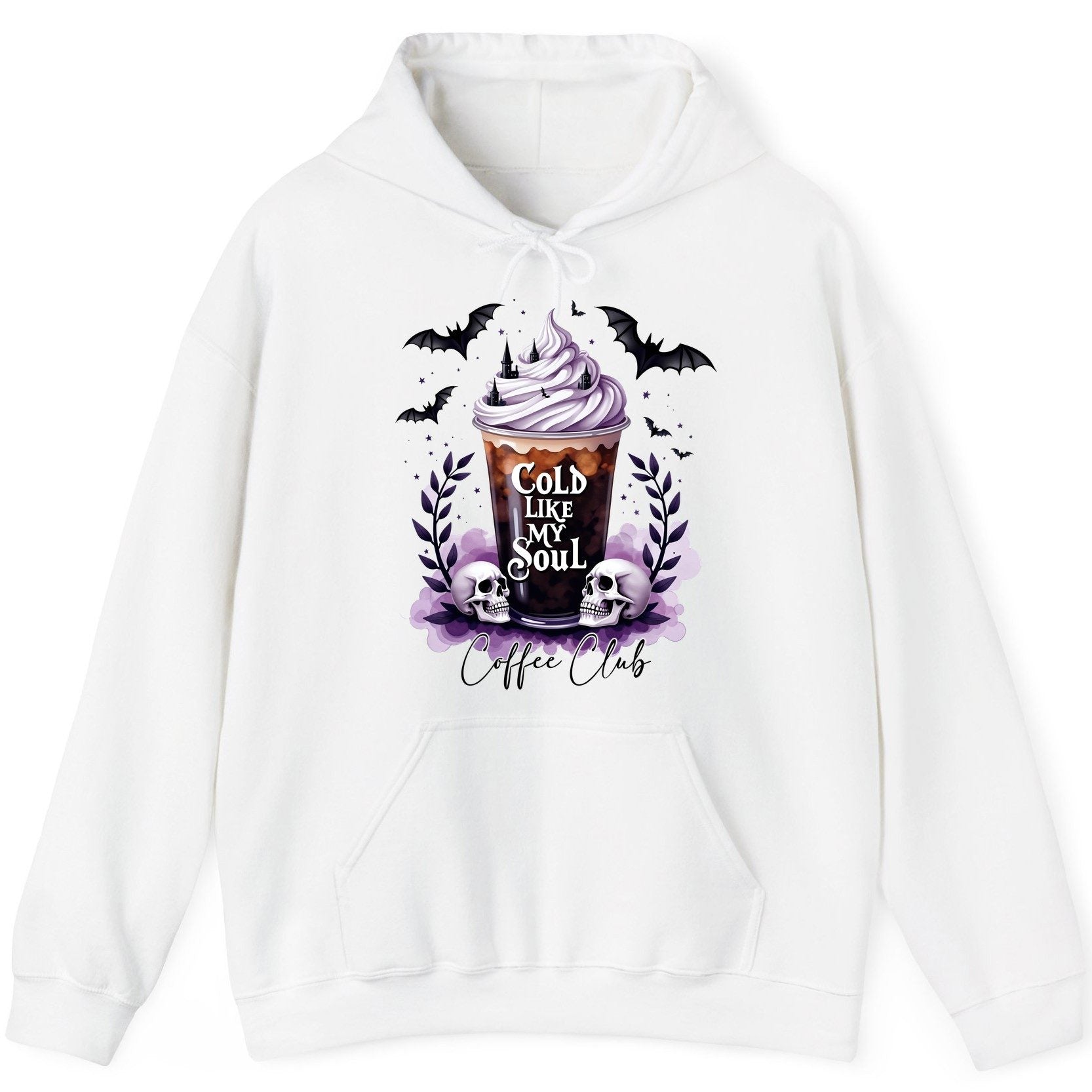 Cold Like My Soul gothic iced coffee Hoodie White product mockup