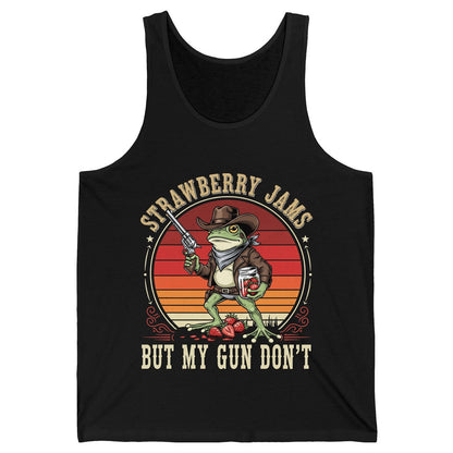 Strawberry Jams but My Gun Don't cowboy frog Tank Top Black product mockup