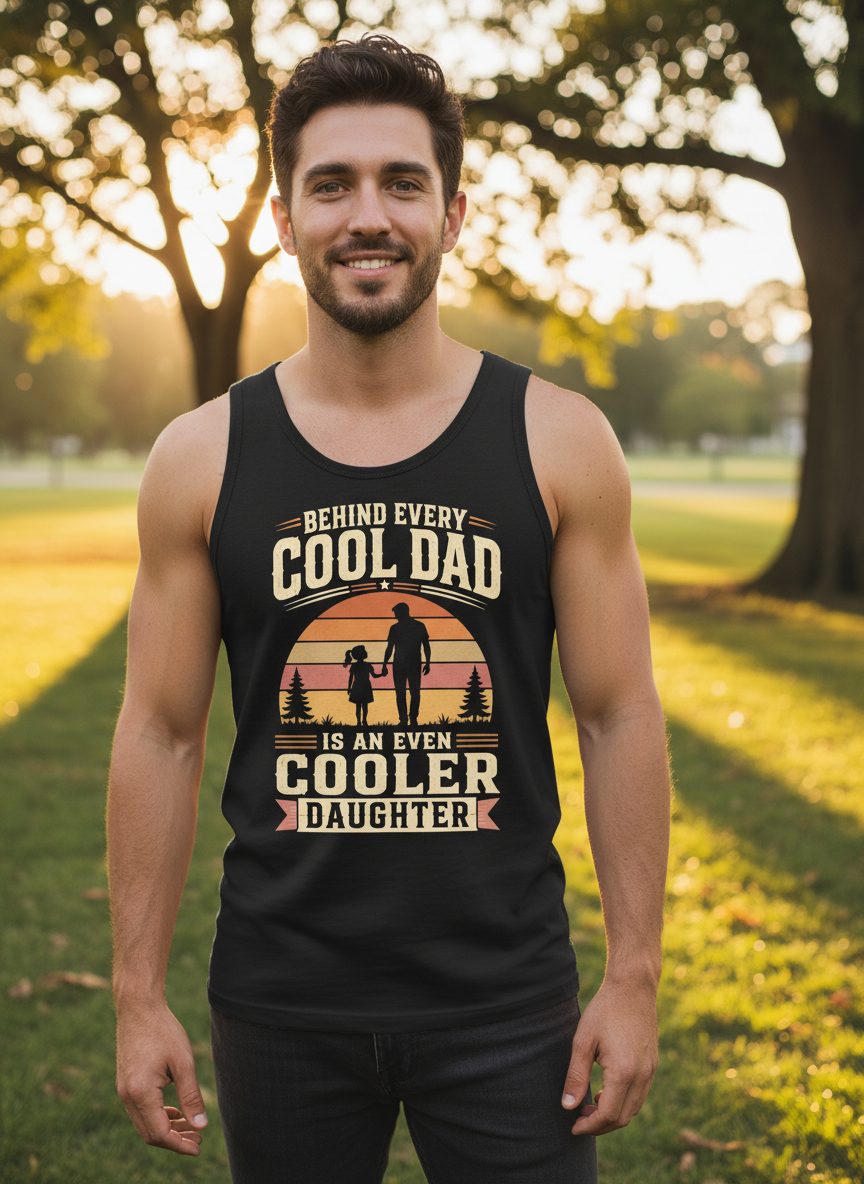 Behind Every Cool Dad Is an Even Cooler Daughter father and daughter Tank Top Black lifestyle mockup