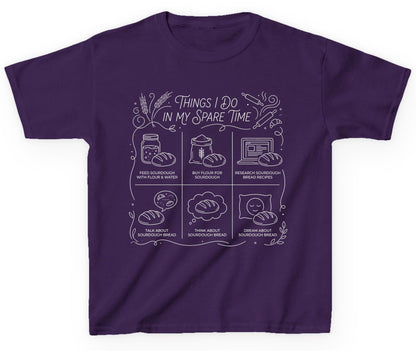 Things I Do in My Spare Time sourdough baking Youth T-Shirt Purple product mockup