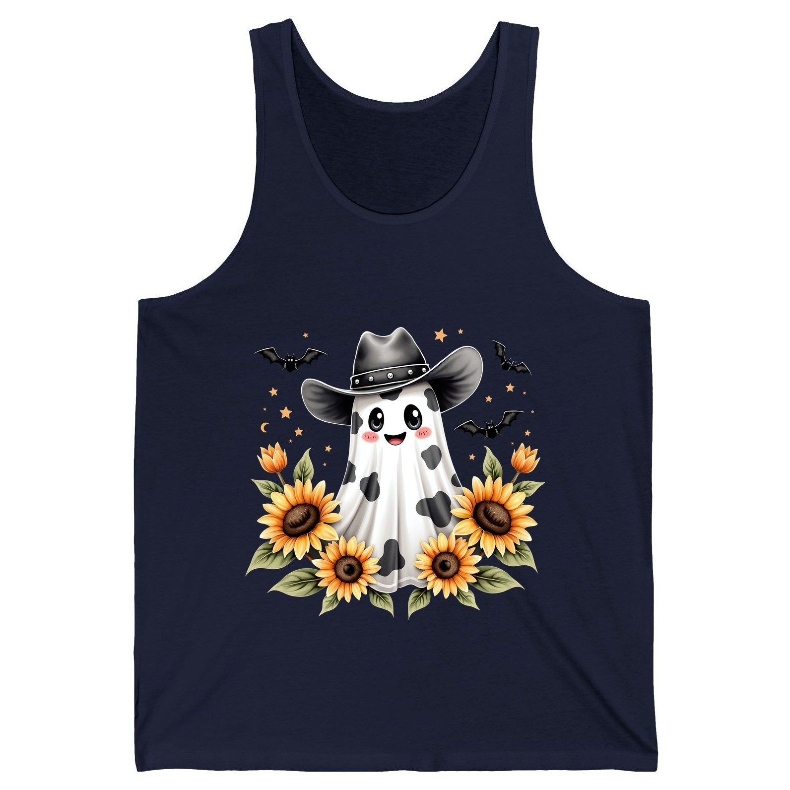 Cowboy Ghost Sunflowers cowboy ghost Tank Top Navy product mockup