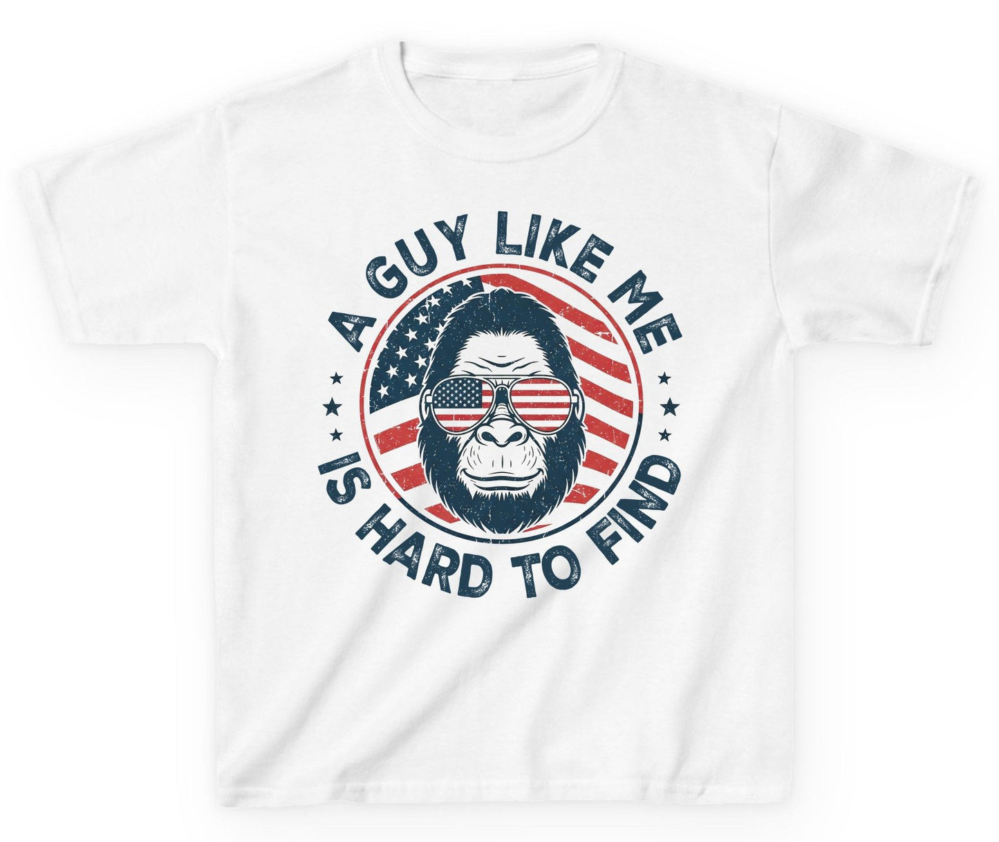 A Guy Like Me Is Hard to Find patriotic bigfoot Youth T-Shirt White product mockup