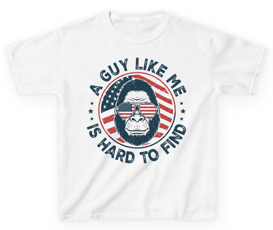 A Guy Like Me Is Hard to Find patriotic bigfoot Youth T-Shirt White product mockup