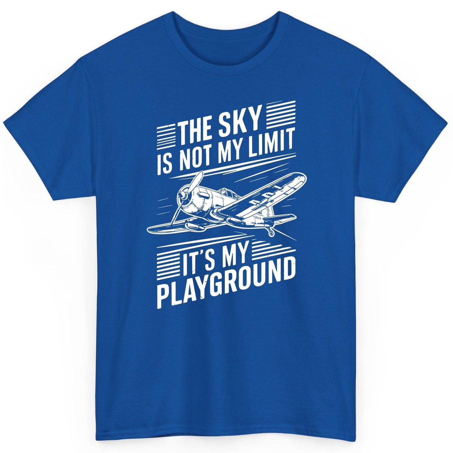 The Sky Is Not My Limit It's My Playground vintage airplane T-Shirt Royal product mockup