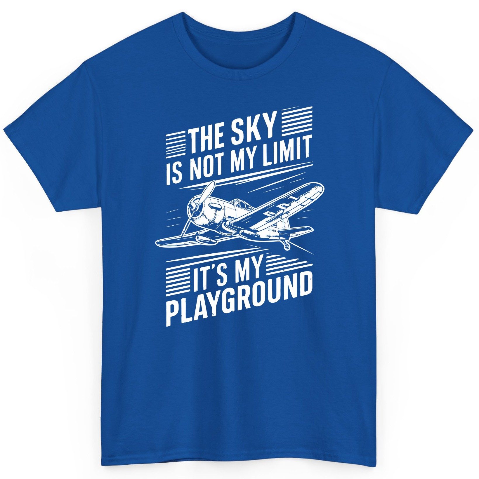 The Sky Is Not My Limit It's My Playground vintage airplane T-Shirt Royal product mockup