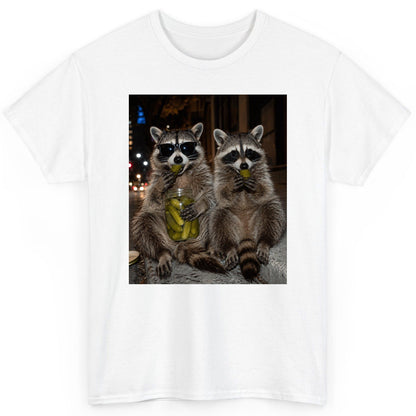 Raccoons Eating Pickles Funny Animal Lovers T-Shirt - product mockup - White